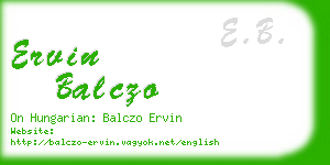 ervin balczo business card